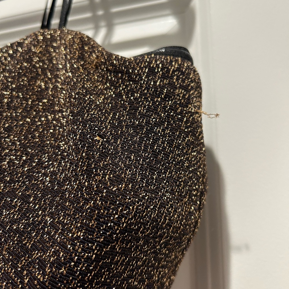 Alex Evenings Metallic Off the Shoulder Knit Sheath Gown - Picture 9 of 10